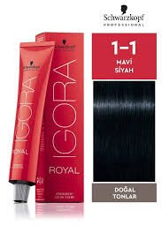 Schwarzkopf Professional Igora Royal Permanent Hair Color, 1-1, Blue Black, 60 Gram