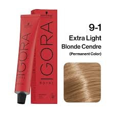 Schwarzkopf Professional Igora Royal Permanent Hair Color, 9-1, Extra Light Blonde Cendre, 60 Gram